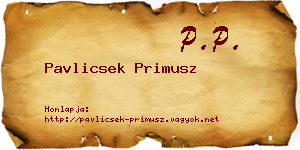 Pavlicsek Primusz névjegykártya